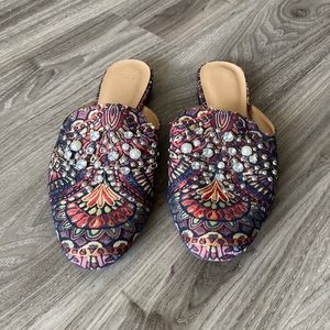 Funky Bejeweled Loafers - Mules